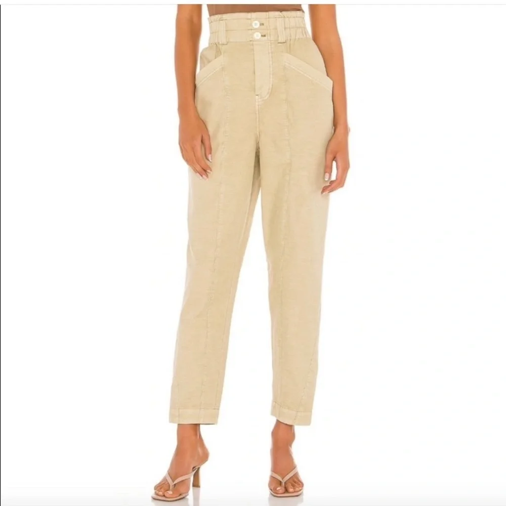 Free People Ready to Run Parchment Cinch Waist Joggers Pants size Small EUC